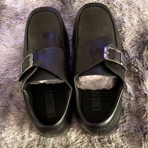 New Kenneth Cole In The Club Monk Strap Youth Black Leather Loafers sz 12.5